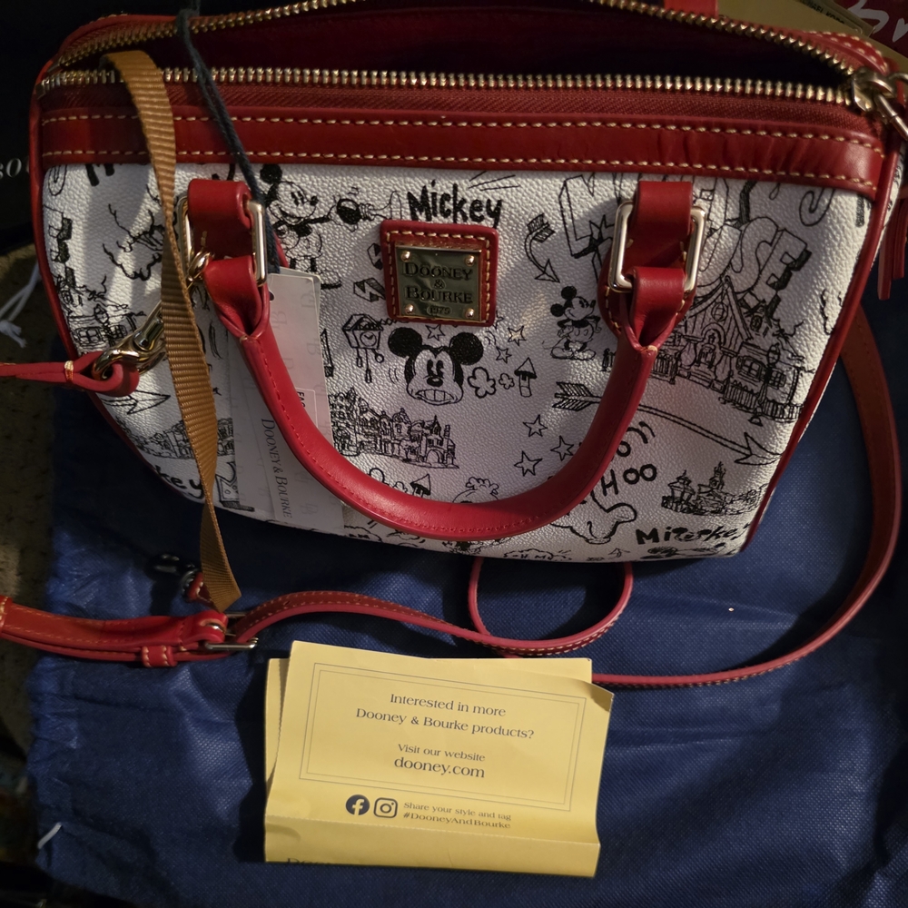 Dooney & Bourke White Mickey Sketch Satchel with Red Trim